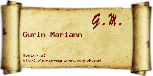 Gurin Mariann névjegykártya